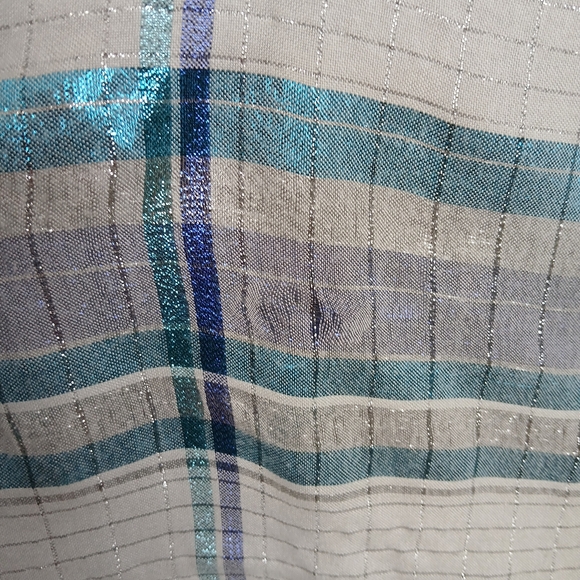 Free People Dress Women's Size Medium Blue Plaid Metallic Barcelona Boho Hippie - Picture 9 of 11